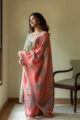 Image for Kusvaa Wsr103 Shadow Green And Sepia Kurta Chanderi Dupatta Set Side 1