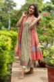 Image for Kusvaa Wsr103 Shadow Green And Sepia Kurta Chanderi Dupatta Set Side