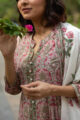 Image for Kusvaa Wsr105 Deep Blush Block Printed Kurta Dupatta Set Closeup 2