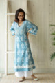 Image for Kusvaa Daf10 Glacier Blue White Crotia Lace A Line Kurta