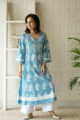 Image for Kusvaa Daf10 Glacier Blue White Crotia Lace A Line Kurta Front