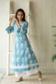 Image for Kusvaa Daf10 Glacier Blue White Crotia Lace A Line Kurta Pose