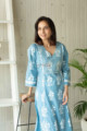 Image for Kusvaa Daf10 Glacier Blue White Crotia Lace A Line Kurta Top