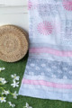 Image for Kusvaa Kf97 Pink And Grey Fabric Cotton Dupatta Full Set Closeup