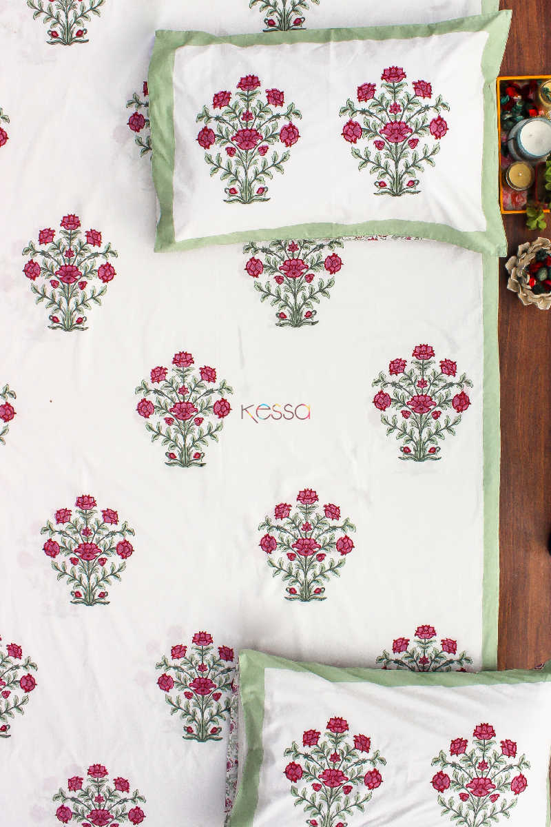Image for Kusvaa Kpb01 Tapestry Red Mughal Print Bedsheet Set Of 3 Look 1