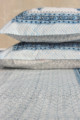 Image for Kusvaa Kpb02 Horizon Blue Paisley Block Print Bedsheet Set Of 3 Closeup