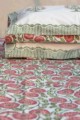 Image for Kusvaa Kpb04 Old Rose And Green Block Print Bedsheet Set Of 3 Closeup