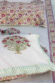 Image for Kusvaa Kpb08 Lotus Pink Jaal Bedsheet Two Pillow Covers Closeup