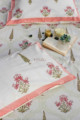 Image for Kusvaa Kpb10 Petite Orchid Green Bedsheet Two Pillow Covers Closeup
