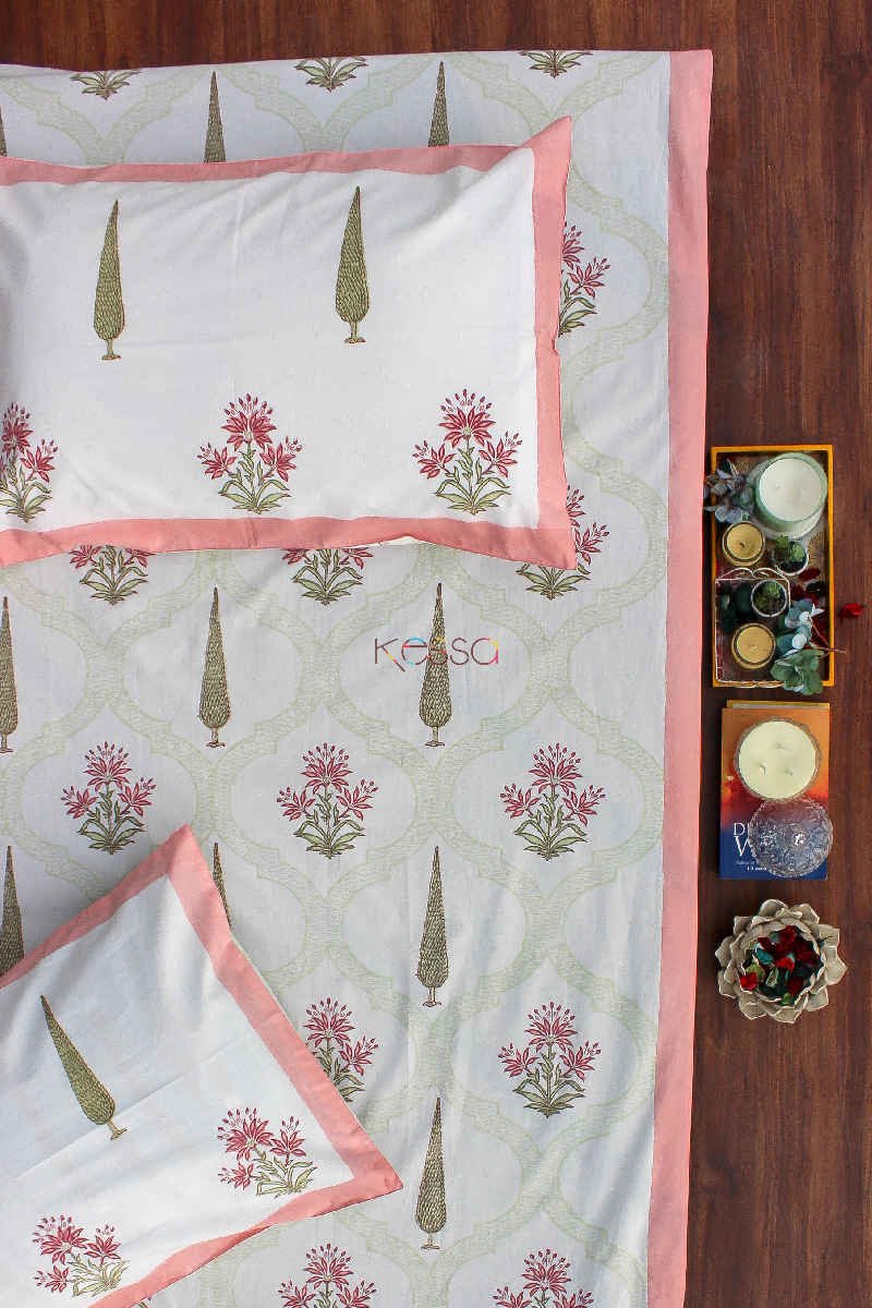 Image for Kusvaa Kpb10 Petite Orchid Green Bedsheet Two Pillow Covers Main
