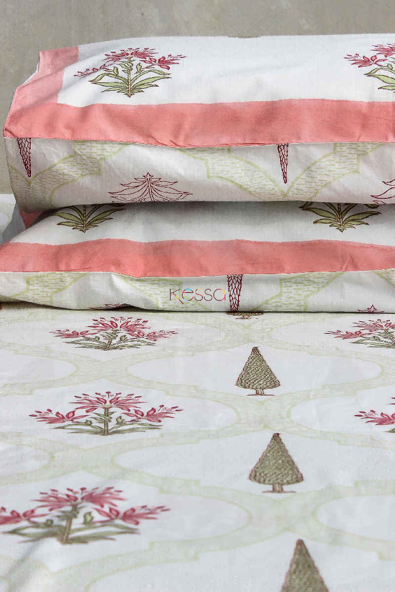 Image for Kusvaa Kpb10 Petite Orchid Green Bedsheet Two Pillow Covers