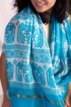Image for Kusvaa Kunf08 Lochinvar Blue White Bengal Silk Saree Closeup