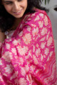 Image for Kusvaa Kuojs01 Lotus Pink Jaal Chanderi Saree Closeup