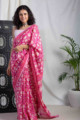 Image for Kusvaa Kuojs01 Lotus Pink Jaal Chanderi Saree Side