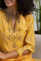 Image for Kusvaa Kupa02 Tussock Yellow Bandhej Muslin Kurta Pant Set Closeup
