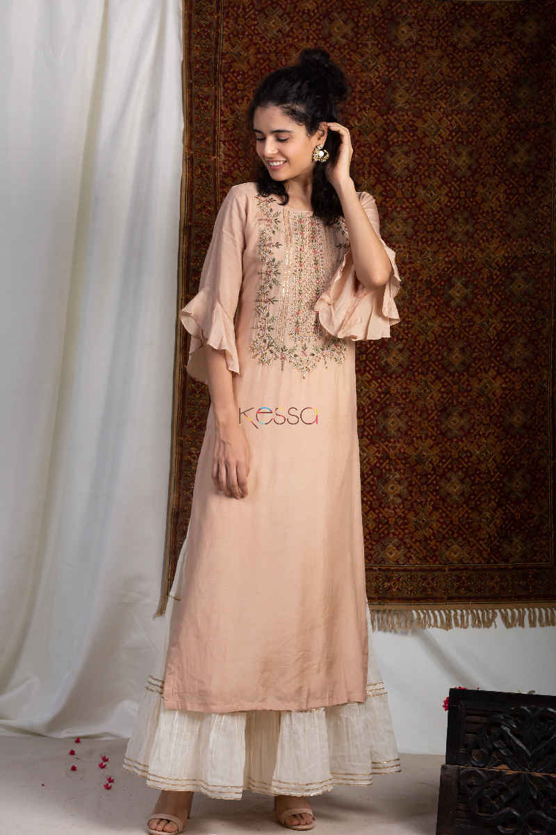 Image for Kusvaa Kupa03 Muesli Muslin Handwork Kurta Featured