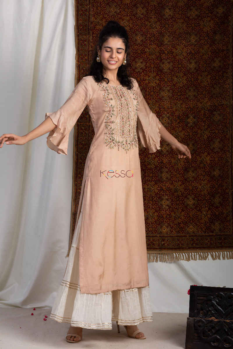 Image for Kusvaa Kupa03 Muesli Muslin Handwork Kurta Side