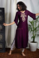 Image for Kusvaa Kupa05 Plum Dola Silk Kurta