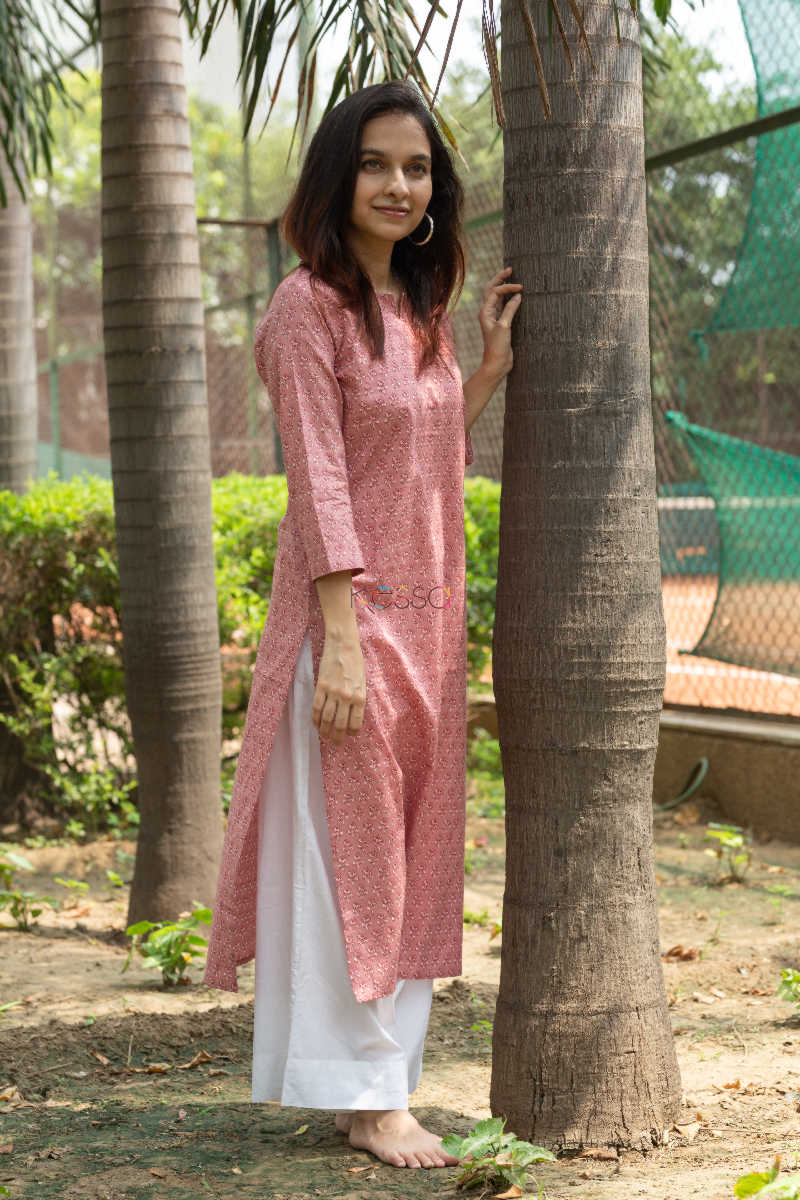 Image for Kusvaa Sa06 Brandy Rose Regular Wear Kurta Side