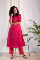 Image for Kusvaa Sa07 Punch Orange Magenta Kurta Pant Set Front
