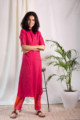 Image for Kusvaa Sa07 Punch Orange Magenta Kurta Pant Set Side