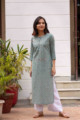 Image for Kusvaa Taf28 Froly Bay Leaf Straight Fit Kurta Front