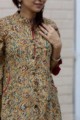 Image for Kusvaa Wa324a Sandal Wood Kalamkari A Line Kurta Closeup