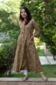 Image for Kusvaa Wa324a Sandal Wood Kalamkari A Line Kurta Look 1