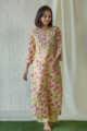 Image for Kusvaa Ws554 Straw Yellow Pink Straight Kurta Front
