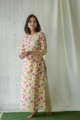 Image for Kusvaa Ws554 Straw Yellow Pink Straight Kurta Side