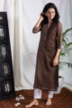 Image for Kusvaa Ws557 Irish Brown Chanderi Kurta Front