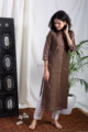 Image for Kusvaa Ws557 Irish Brown Chanderi Kurta Side