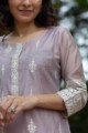 Image for Kusvaa Ws565 Sisal Dusty Gray Chanderi Straight Kurta Closeup