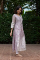 Image for Kusvaa Ws565 Sisal Dusty Gray Chanderi Straight Kurta Side