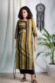 Image for Kusvaa Ws566 Luxor Gold Black Cream Straight Kurta Pocket