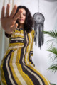 Image for Kusvaa Ws566 Luxor Gold Black Cream Straight Kurta Pose