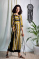 Image for Kusvaa Ws566 Luxor Gold Black Cream Straight Kurta Side