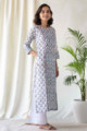 Image for Kusvaa Ws569 Manatee Blue Red Block Print Kurta Side