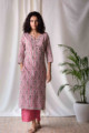 Image for Kusvaa Wsr118 Coral Tree Straight Fit Kurta Pocket
