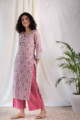 Image for Kusvaa Wsr118 Coral Tree Straight Fit Kurta Side