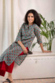 Image for Kusvaa Wsr119 Willow Grove Red Kurta Sitting