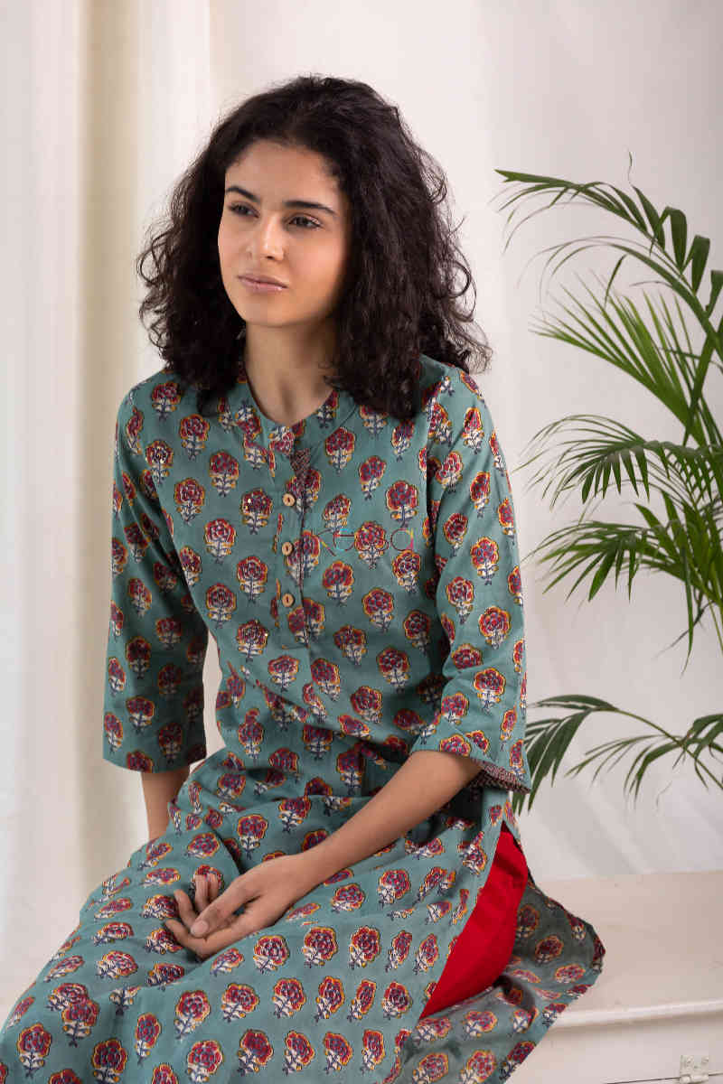 Image for Kusvaa Wsr119 Willow Grove Red Kurta Top