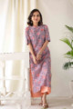 Image for Kusvaa Aep01 Zorba Grey Peach Flower Kurti Front