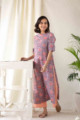 Image for Kusvaa Aep01 Zorba Grey Peach Flower Kurti Side