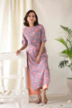 Image for Kusvaa Aep01 Zorba Grey Peach Flower Kurti Standing
