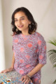 Image for Kusvaa Aep01 Zorba Grey Peach Flower Kurti Top