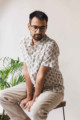 Image for Kusvaa Awk05 Oriental Pink White Block Print Cotton Shirt Side