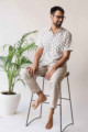 Image for Kusvaa Awk05 Oriental Pink White Block Print Cotton Shirt Sitting