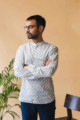 Image for Kusvaa Awk07 Bombay Blue Full Sleeves Men Short Kurta Fold