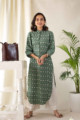 Image for Kusvaa Awp02 Kelp Green Batik Print Cotton Kurta Front